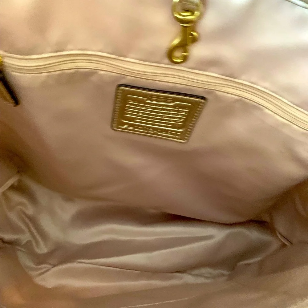 Coach Gold & Cream Floral Sequin Tote with Wristlet